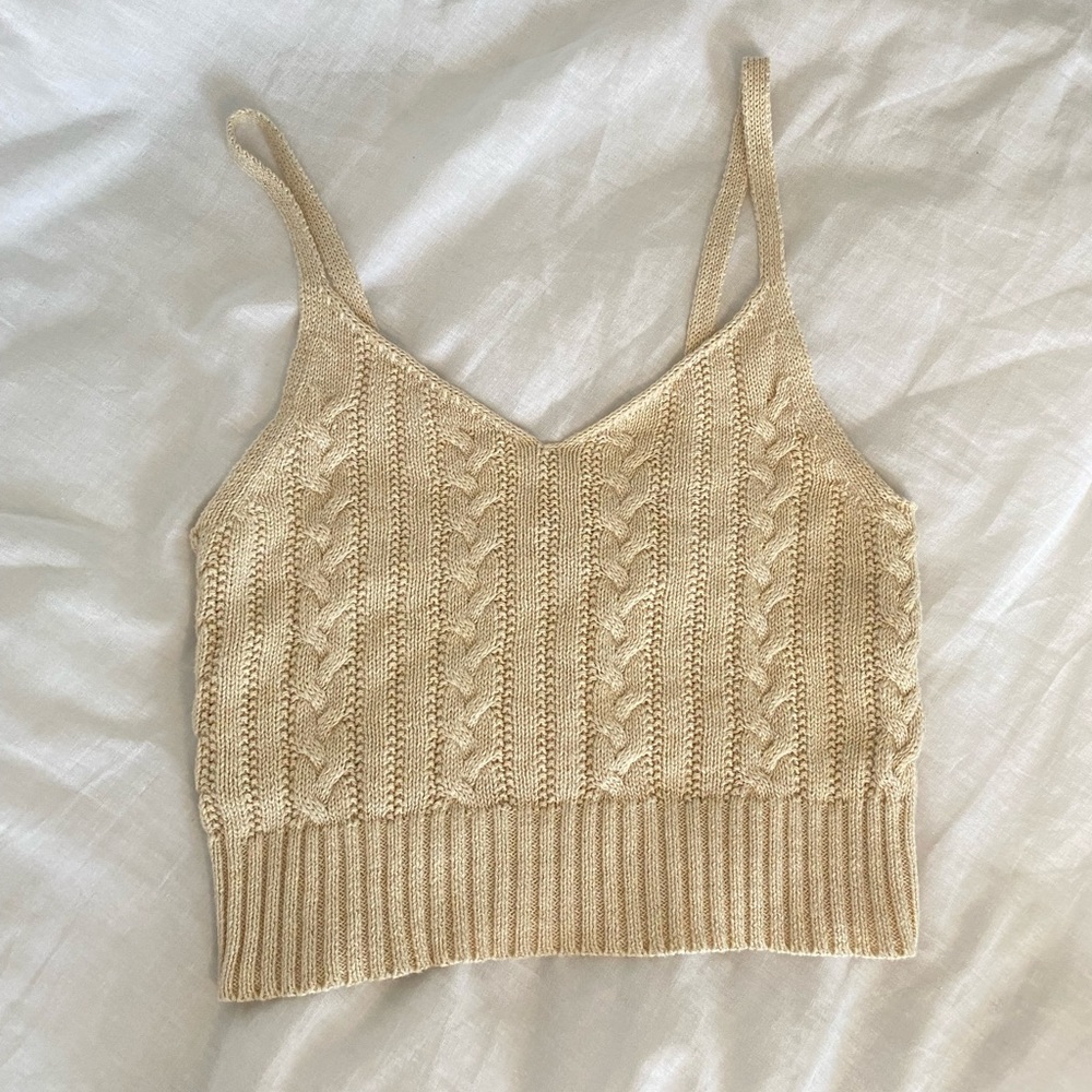 cream knit tank top